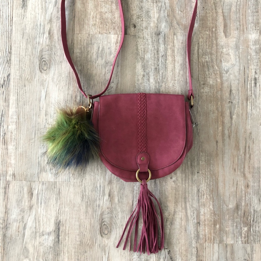 Crossbody Bag with Faux Fur Charm